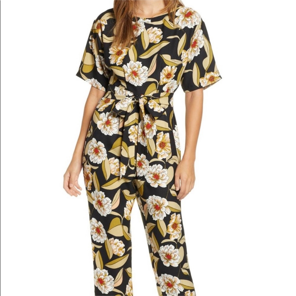 Leith Black Audrey Floral Jumpsuit From Nordstrom